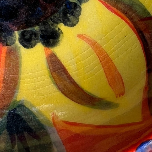 Orange Sunflower Pottery Bowl with a Crackle Glaze - Picture 10 of 15